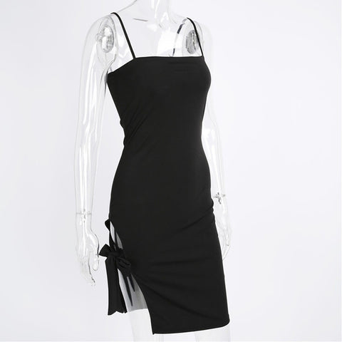 Asymmetrical Sleeveless Black Dress-VoN Apparel-