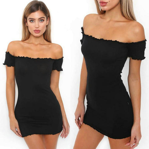 Off Shoulders Mini Dress-VoN Apparel-XL